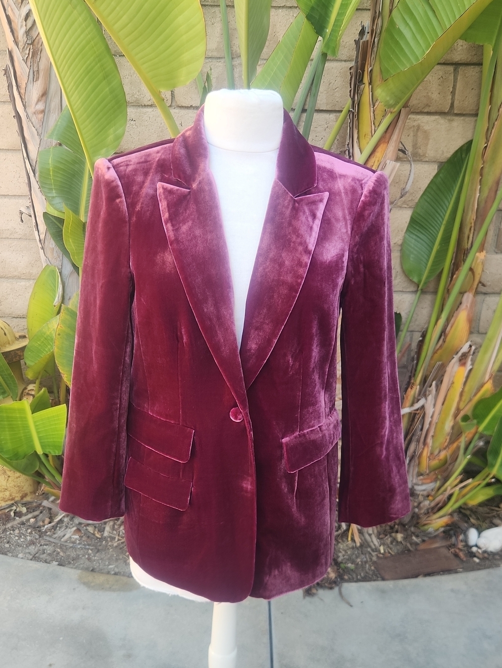 Cinq a Sept Renault Gooseberry Velvet Blazer Size 8